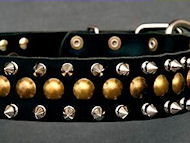 3 Rows Leather Spiked and Studded Dog Collar