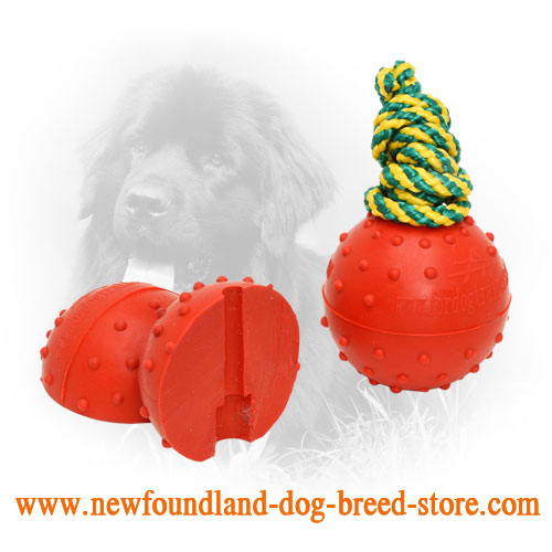 Rubber Newfoundland Ball with Strong Nylon Rope