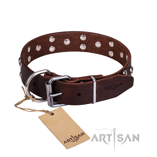 Leather dog collar with worked out edges for comfy daily use