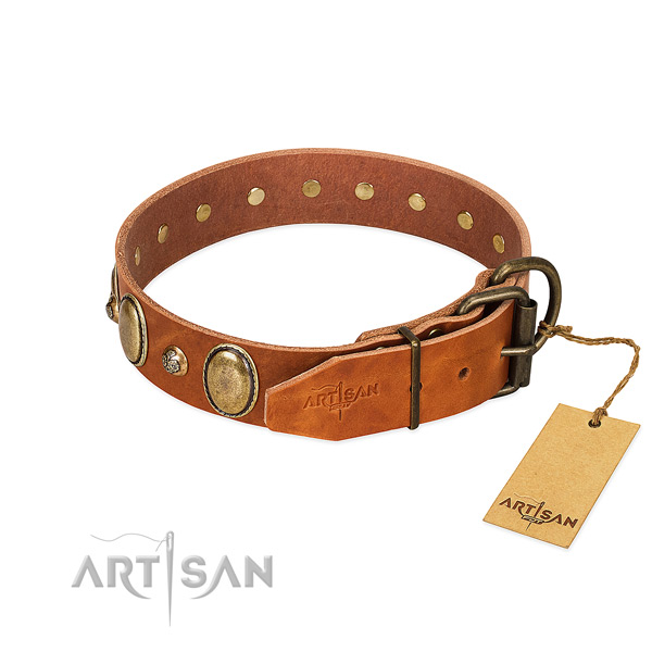 Comfy wearing genuine leather dog collar