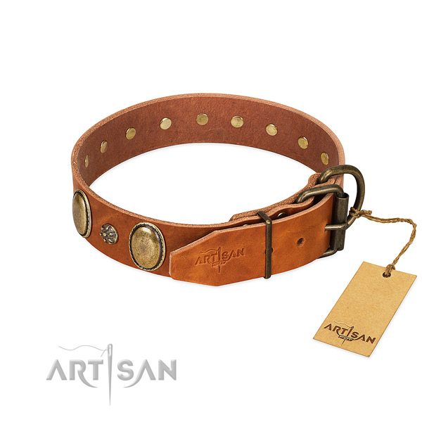 Comfortable wearing best quality genuine leather dog collar