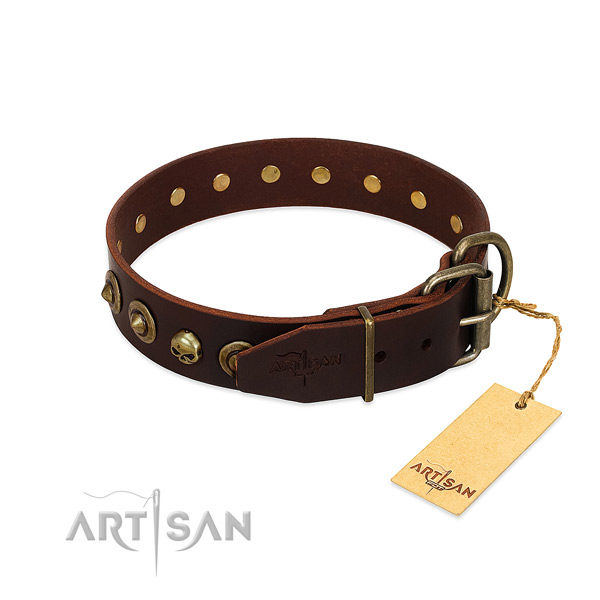 Genuine leather collar with top notch embellishments for your doggie
