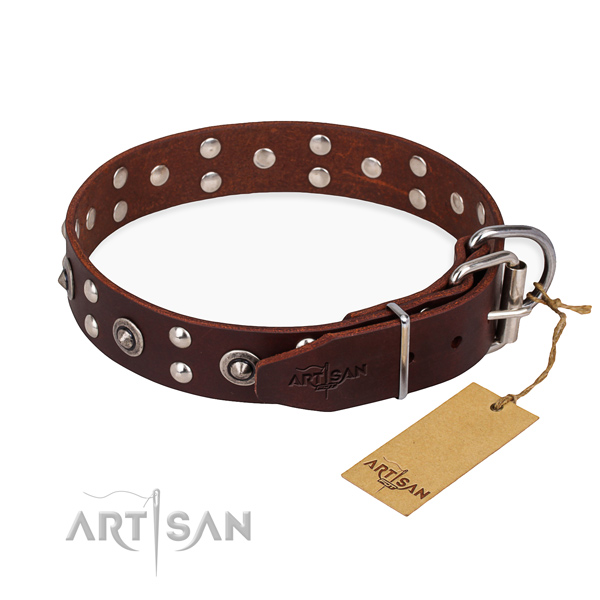 Durable hardware on full grain leather collar for your lovely four-legged friend