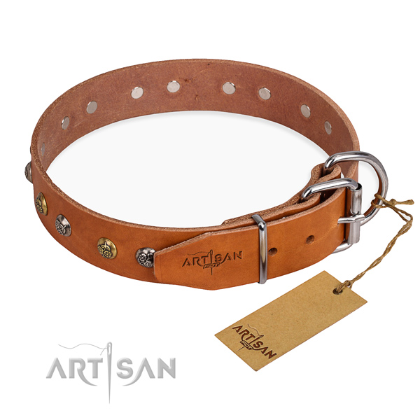 Durable full grain leather dog collar made for everyday use