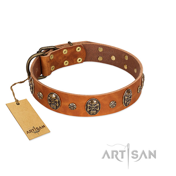 Exquisite natural genuine leather collar for your canine