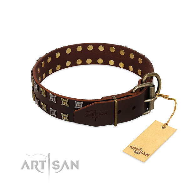 Soft full grain leather dog collar made for your doggie