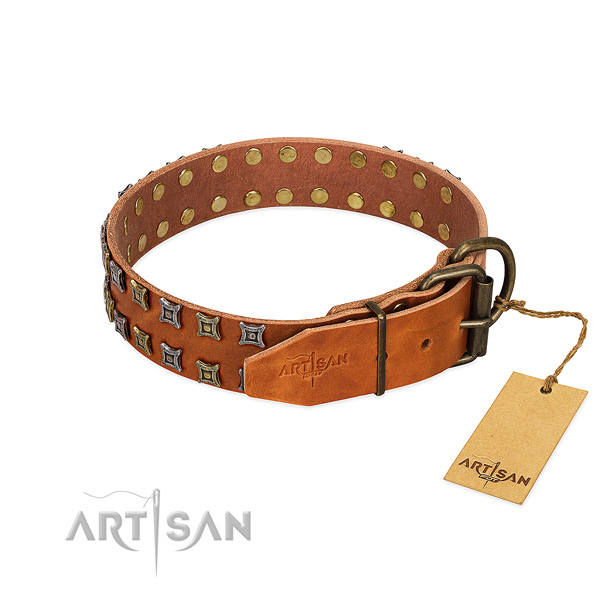Flexible full grain leather dog collar crafted for your pet