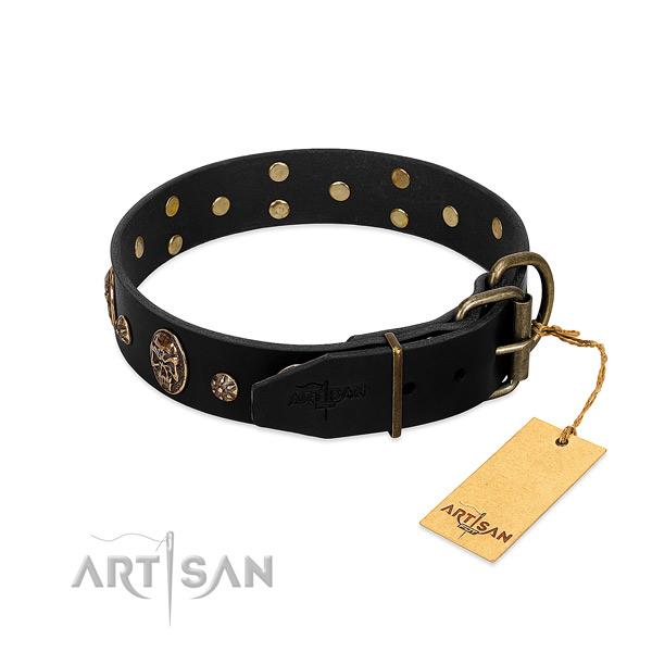 Durable hardware on full grain leather dog collar for your pet
